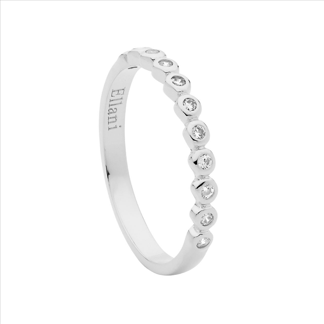 SS WH CZ bezel set ring - RRP $79 - s9