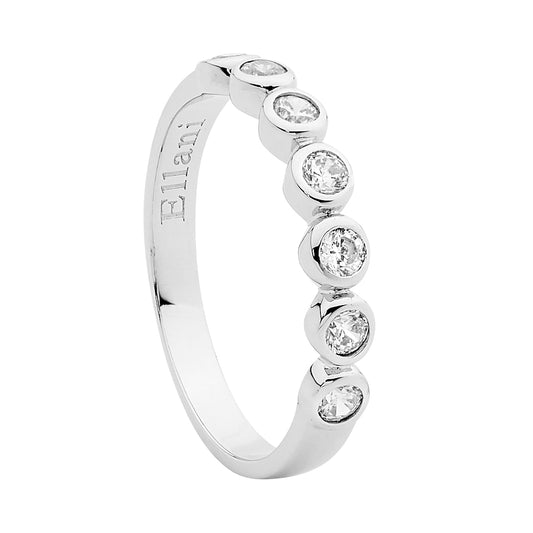 SS WH CZ bezel set ring - RRP $89 - s10