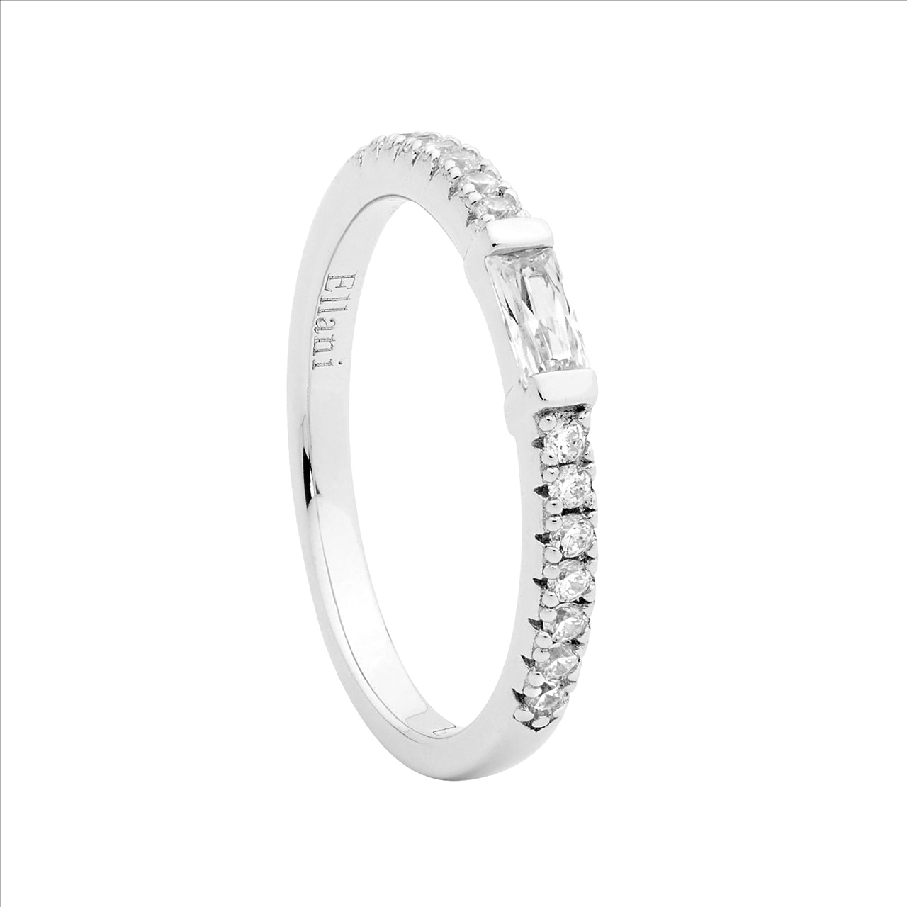 SS wh cz band w/ wh baguette cz ring - RRP $79 - s9,10