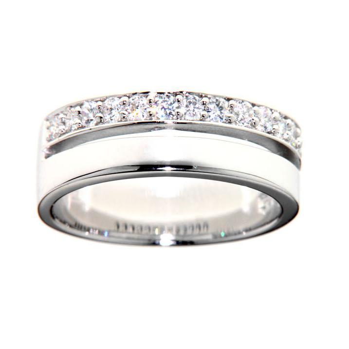 SS Split Band Ring 1 x WH CZ - RRP $119 - s10