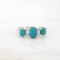 Sterling Silver Turquoise & Diamond Ring