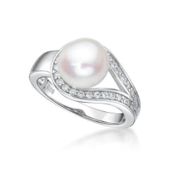 Sterling Silver 7Mm Fw Pearl With Cz Snow Shoe