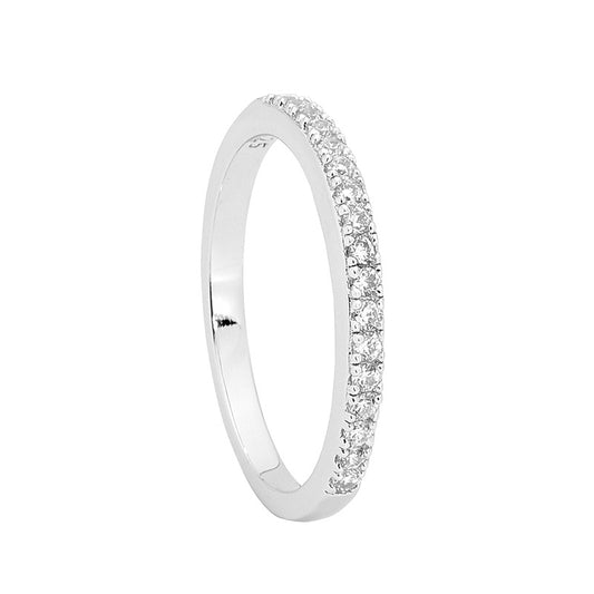 Sterling Silver Single Row White Cubic Zirconia Ring