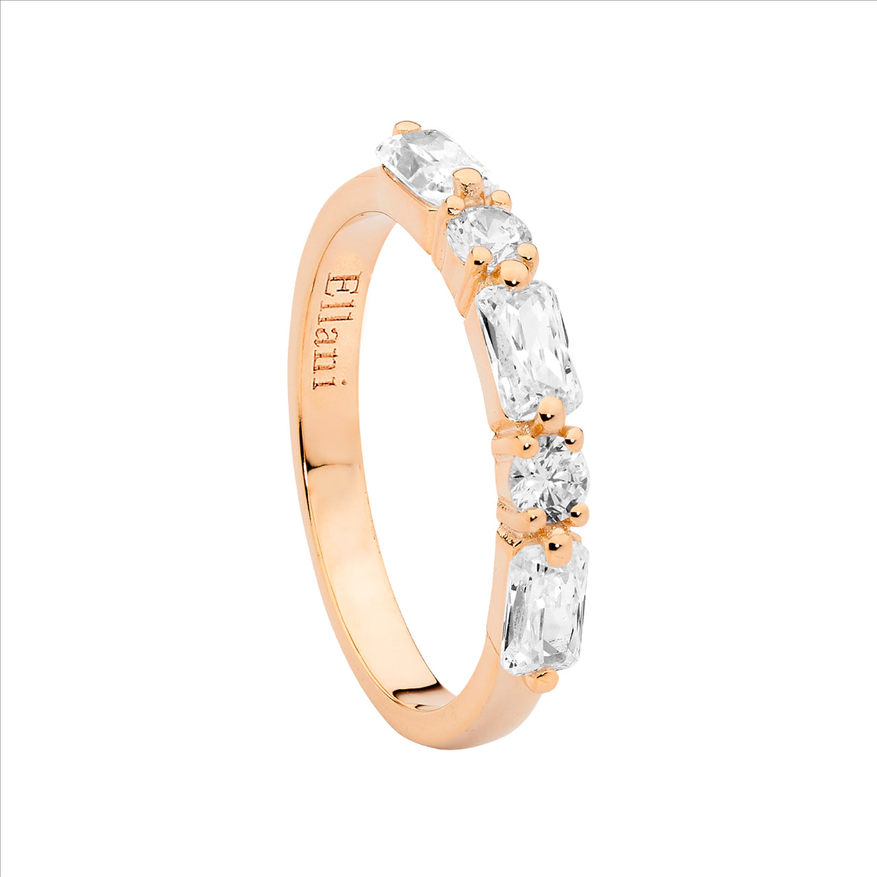 Sterling Silver Rose Gold Plated Cubic Zirconia Ring