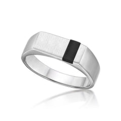 Sterling Silver Rectangle Onyx Signet Ring