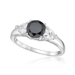Sterling Silver Black And White Cubic Zirconia Ring