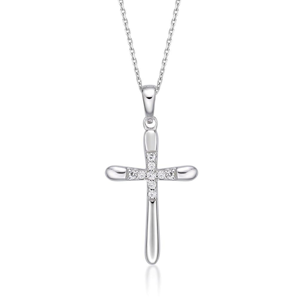 STERLING SILVER & CZ CROSS WITH CHAIN