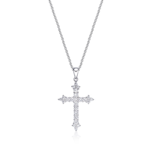 CZ STERLING SILVER CROSS WITH CHAIN