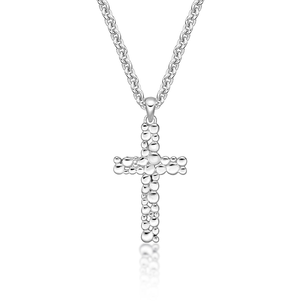 Sterling Silver Pixel Cross 13mm Wide with Chain