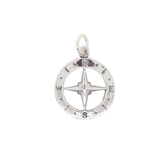 Sterling Silver Med Compass Pendant