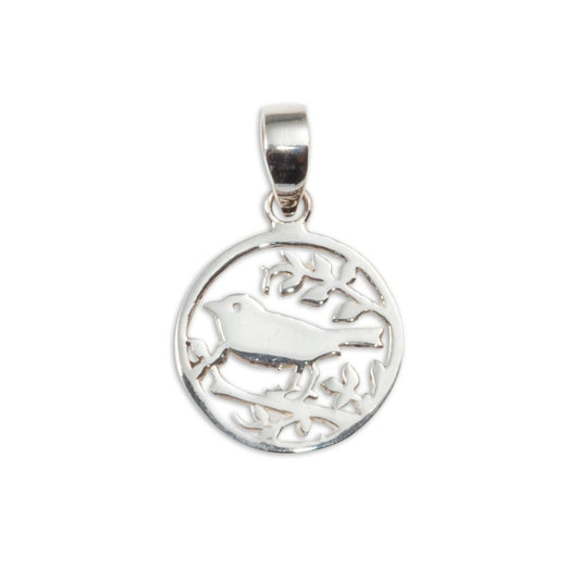 Sterling Silver Bird in Tree Pendant