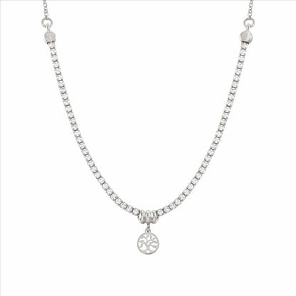 Sterling Silver Tree Of Life Cubic Zirconia Necklace