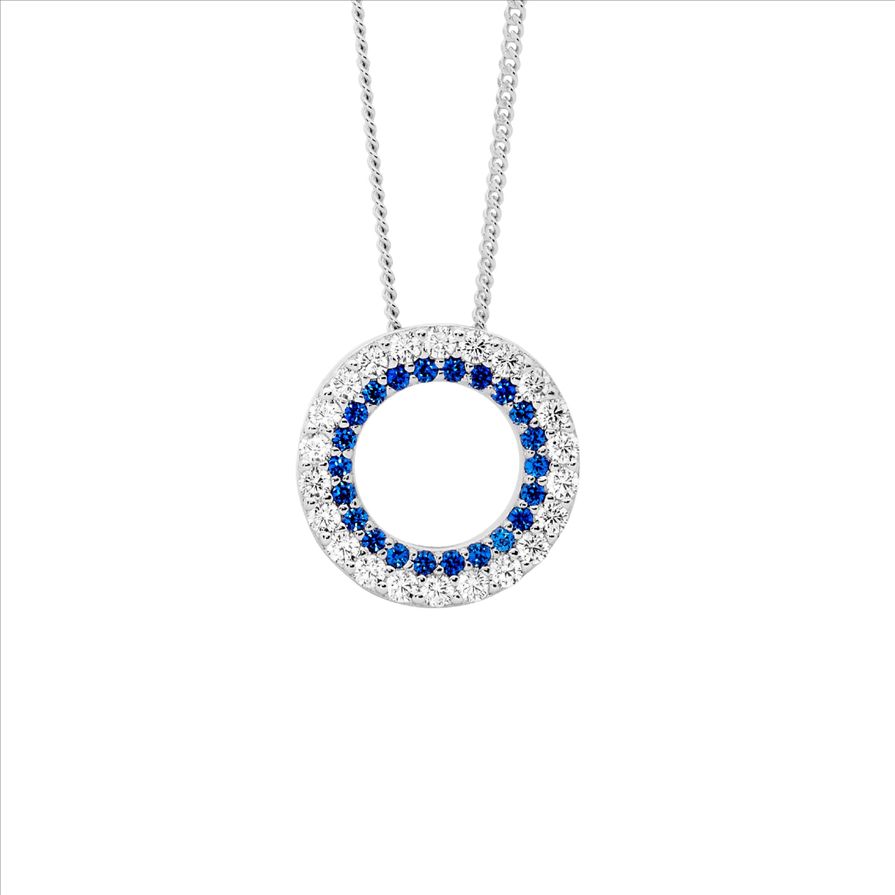 Double Row Open Circle Cubic Zirconia Pendant