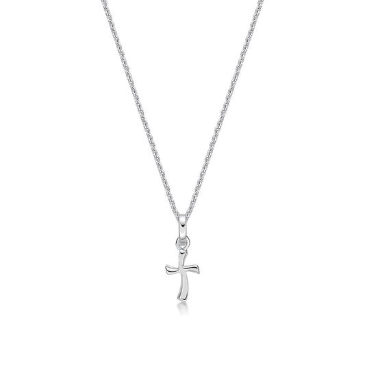 STERLING SILVER TINY WOBBLE CROSS PENDANT WITH CHAIN