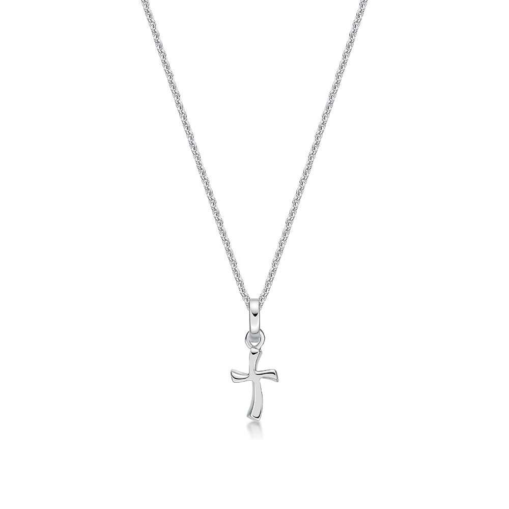 STERLING SILVER TINY WOBBLE CROSS PENDANT WITH CHAIN