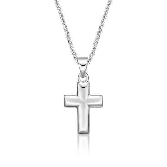 STERLING SILVER CROSS MITRED AND DOME PENDANT WITH CHAIN