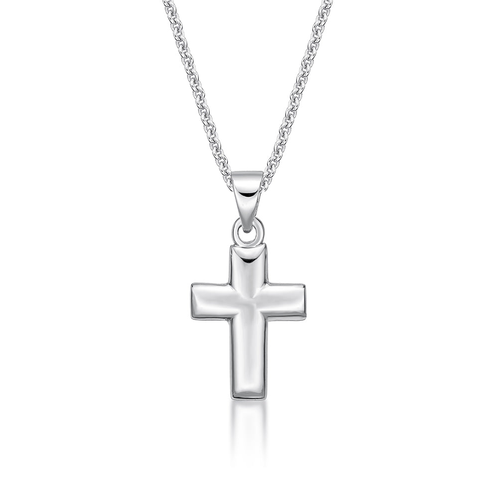 STERLING SILVER CROSS MITRED AND DOME PENDANT WITH CHAIN