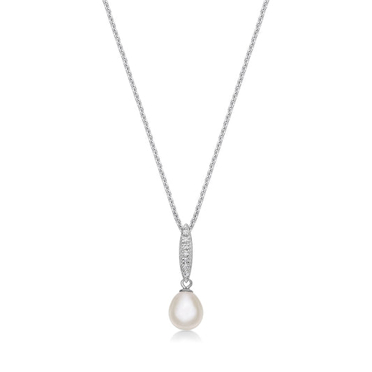 STERLING SILVER CZ FRESHWATER PEARL PENDANT