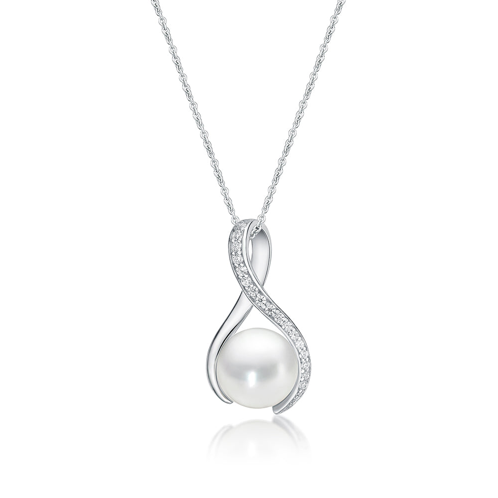 Womens pfw sterling silver trace 45cm pearl-fresh,jwl-necksil necklaces & pendants pendant