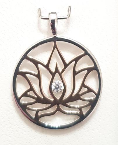 Rose Gold Plated Cubic Zirconia Lotus Pendant