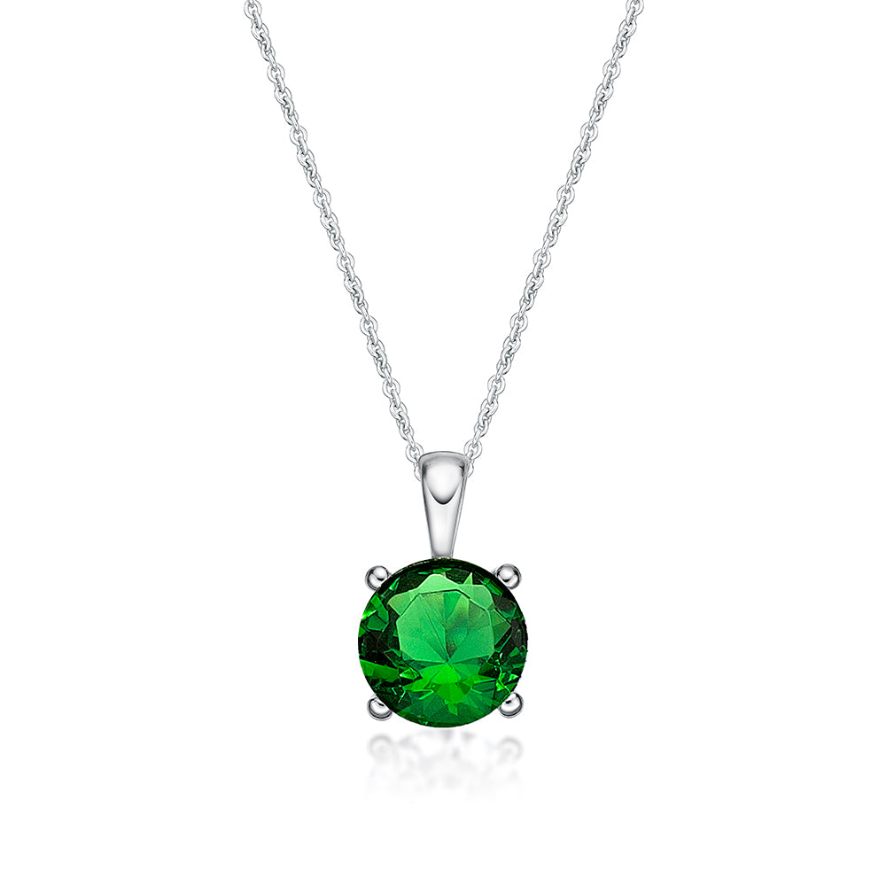 Sterling Silver Green Cubic Zirconia Pendant