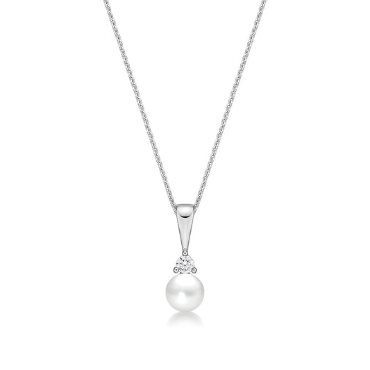 6MM FreshWater Pearl and Cubic Zirconia With Chain