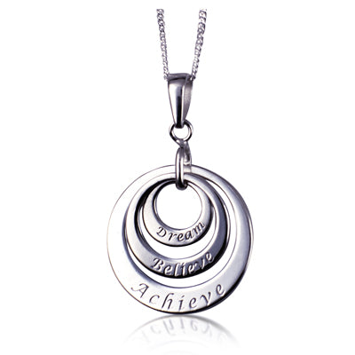 Sterling Silver Dream Believe Achieve Triple Disk