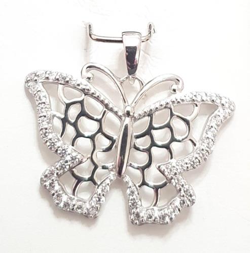 STERLING SILVER CZ BUTTERFLY PENDANT