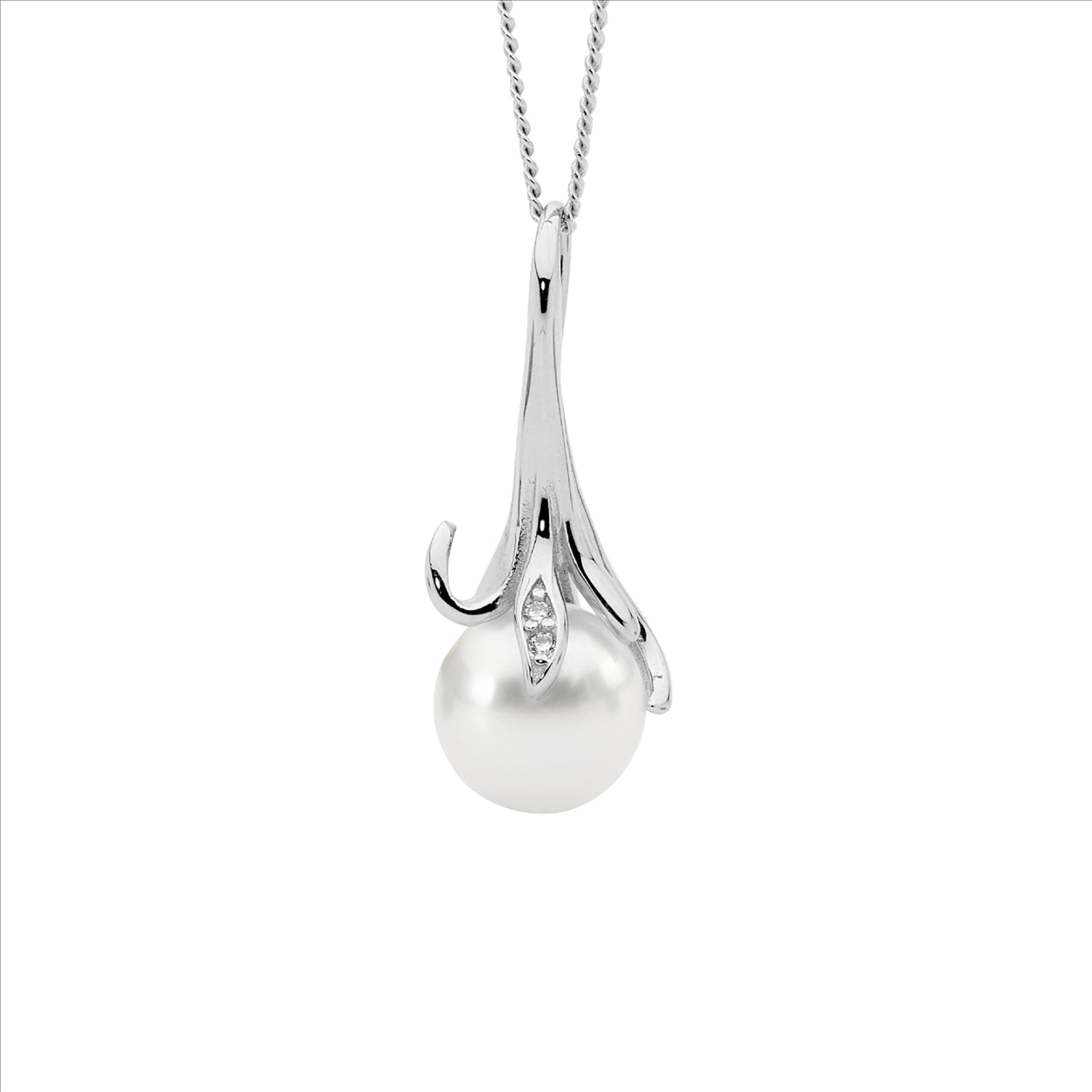 SS WH CZ w/ freshwater pearl pendant - RRP $119