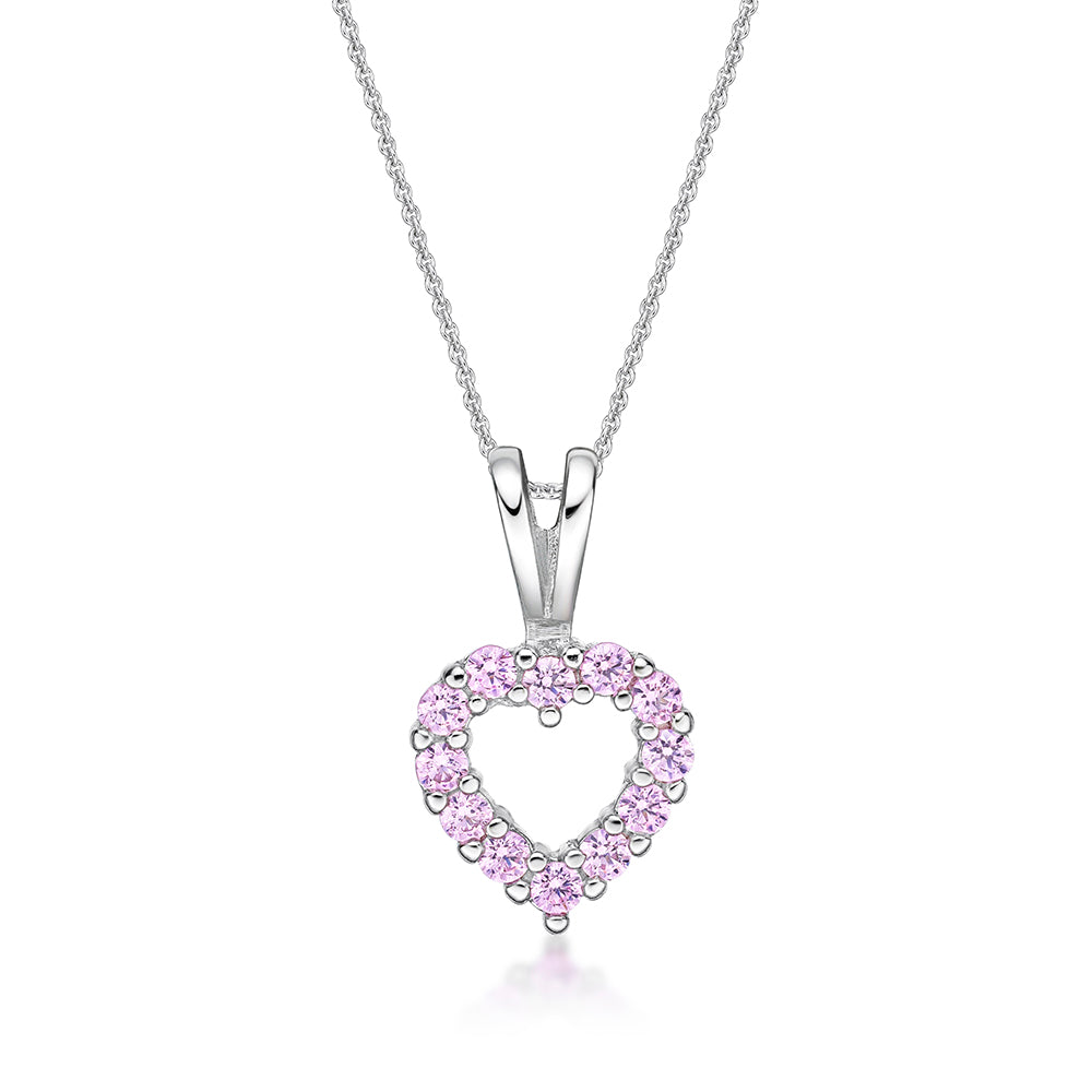 STERLING SILVER PINK CZ HEART PENDANT