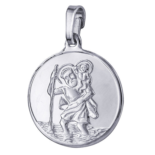 Sterling Silver 18mm Round Christopher Pendant