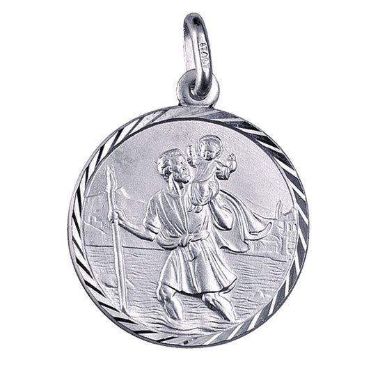 Sterling Silver Italian 24mm St Christopher Pendant