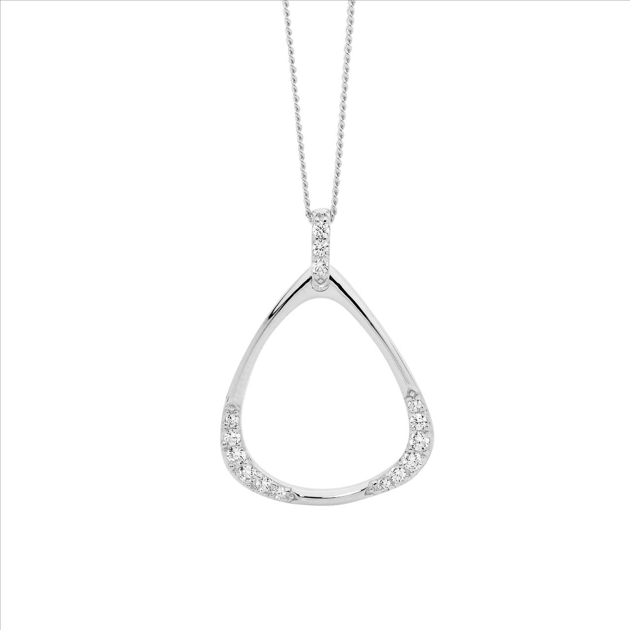 Ss Wh Cz Open Triangle Drop Pendant - Rrp $89