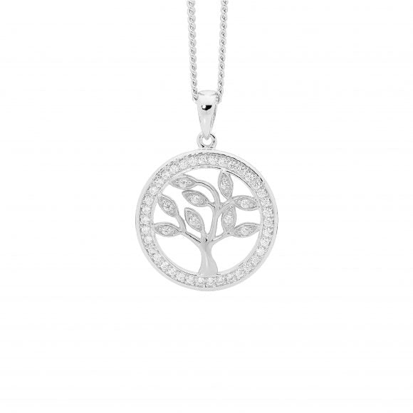 Sterling Silver Cubic Zirconia Small Tree Of Life Pendant