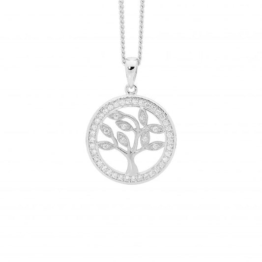 Sterling Silver Cubic Zirconia Small Tree Of Life Pendant