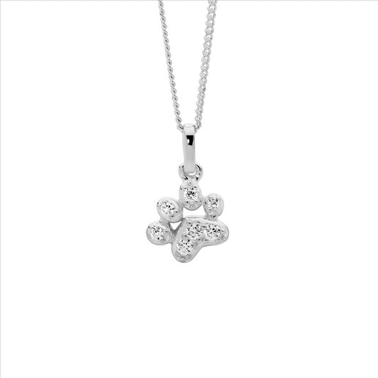 Sterling silver wh cubic zirconia paw pendant - rrp $69