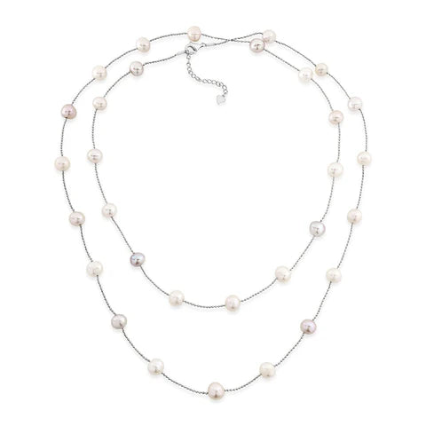 Geneva Necklace -S/S 7.5-8.5Mm Multi Pink Near Round Fwp N'Lace 90Cm + 5Cm Ext