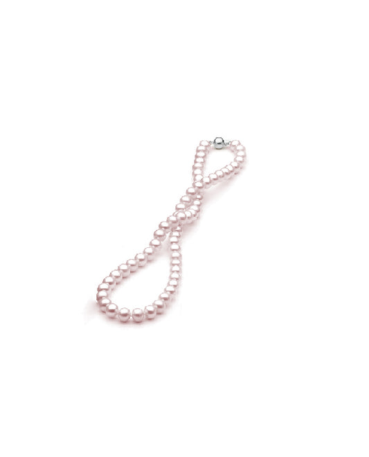Flora Necklace-Off Round Natural Pink Fwp 5-5.5Mm Strand S/S Clasp -35Cm