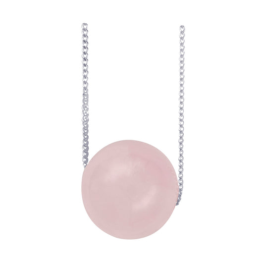 Sterling Silver 14Mm Rose Quartz Bead Ond Sterling Silver Chain