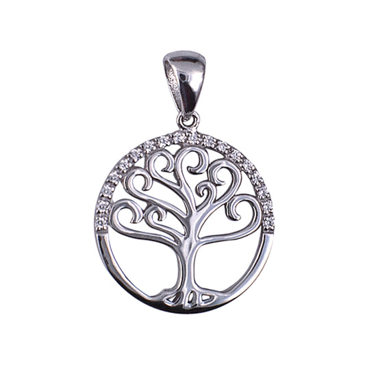Sterling Silver Cubic Zirconia Tree Of Life Pendant