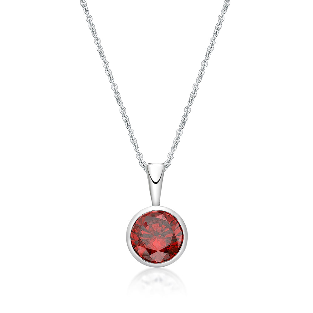 Sterling Silver 5Mm January Bezel With Pendant