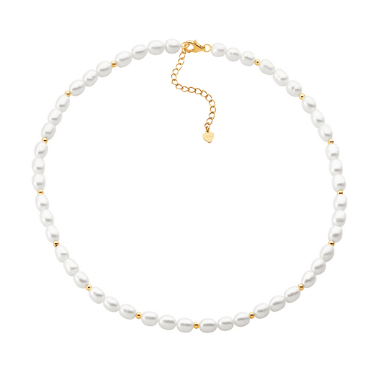 Sterling Silver Gold Plated Freshwater Pearl Necklace With Exten