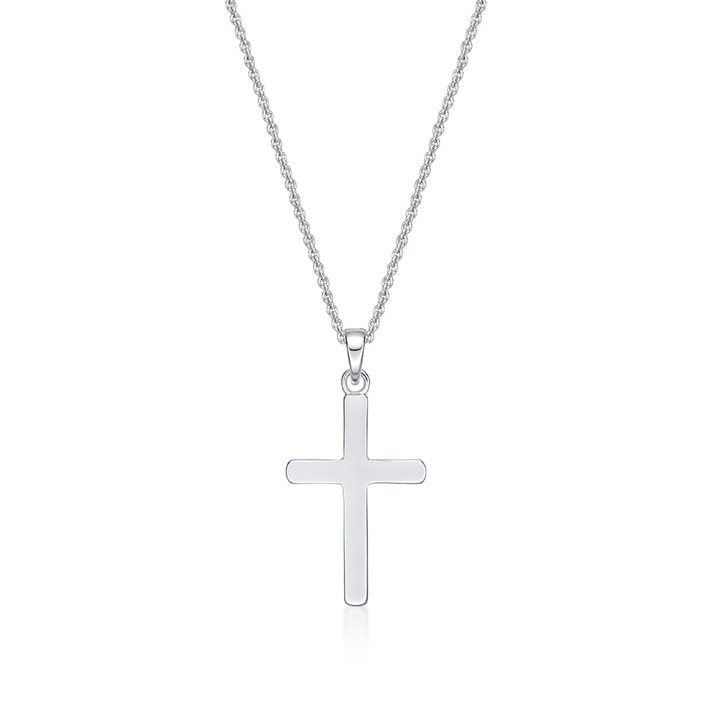 Sterling Silver Cross Plain Pendant With Chain
