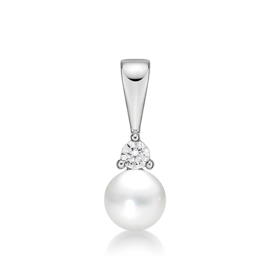 Sterling Silver Freshwater 6Mm Button Pearl With Cubic Zirconia