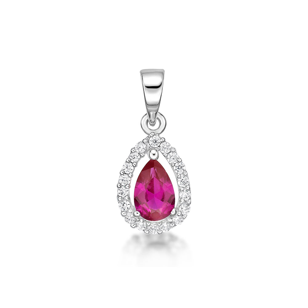 Elegant sterling Silver Red Cluster Small Pendant Claw Set