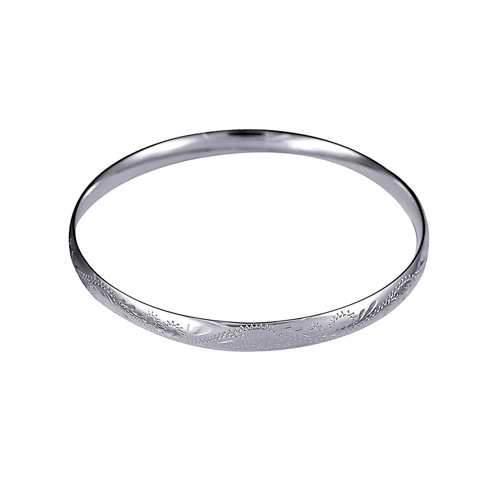 SS 7MM HAND ENG SOLID COMF FIT BANGLE