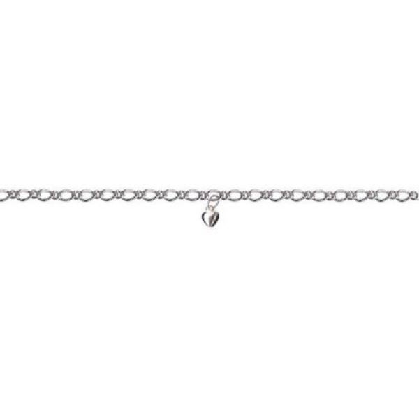 SS OVAL FIGARO ANKLET + 1 HEART