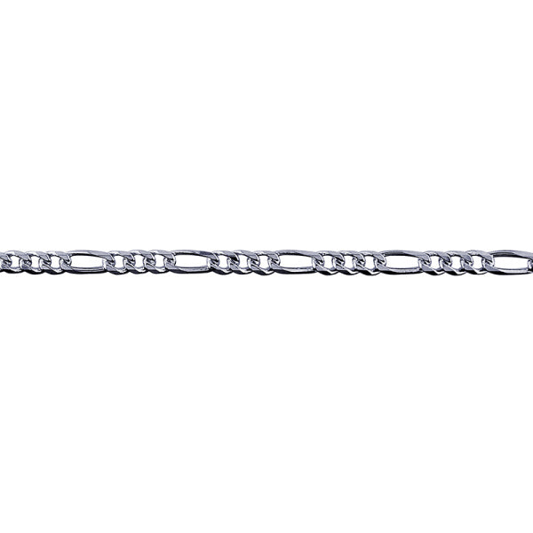 Sterling Silver Diamond Cut Figaro 1+3 Anklet