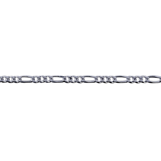 Sterling Silver Diamond Cut Figaro 1+3 Anklet