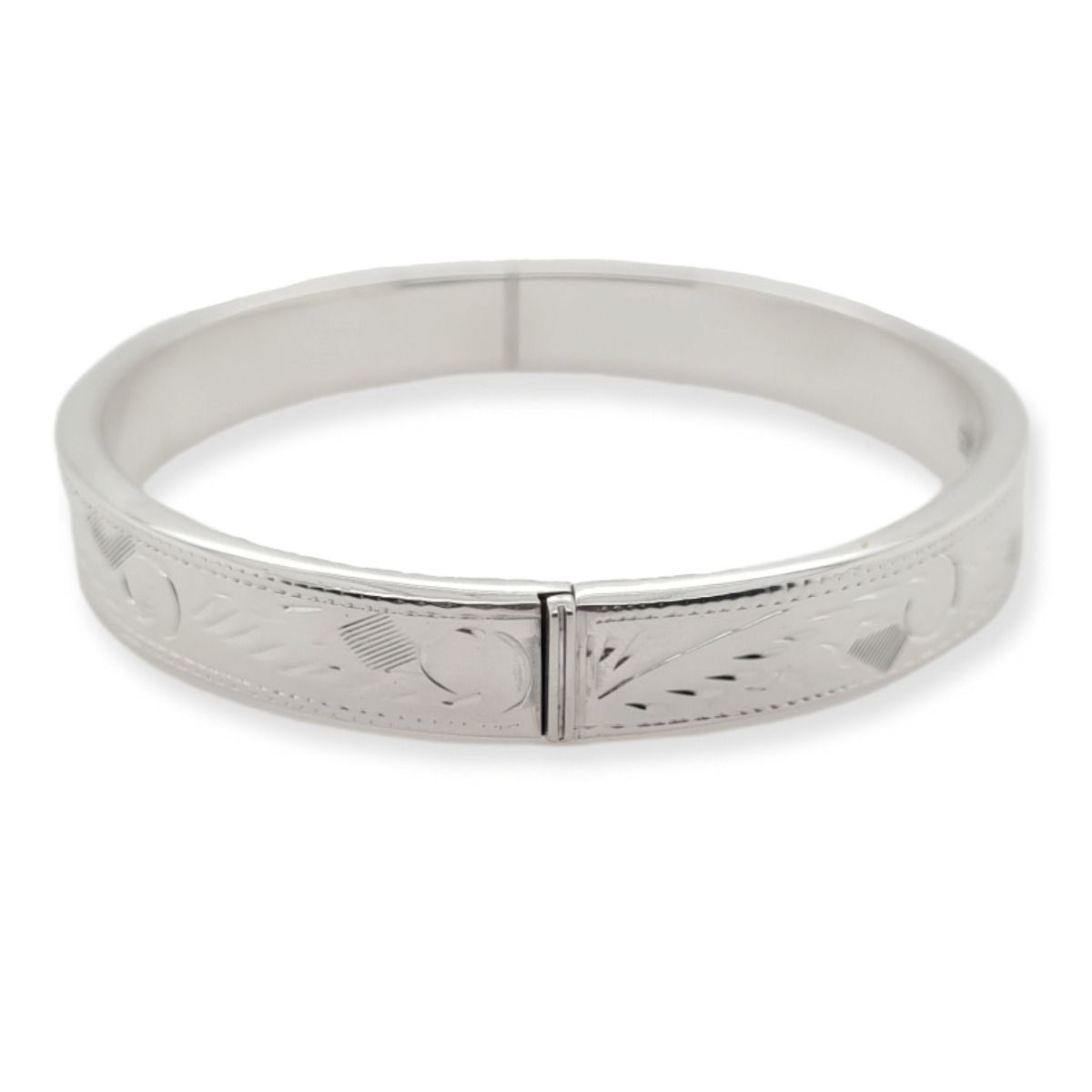 Sterling Silver 9MM Flat Engraved Bangle